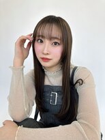 ルービック(Rubik's)&nbsp;ロングレイヤー×ぱっつん前髪×ベージュブラウン 10代20代30代