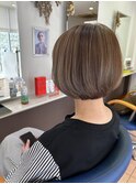 ふんわりボブベージュハイライト簡単スタイリング