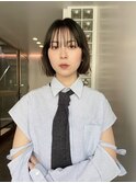 くびれヘア/アプリコットオレンジ/レイヤー/ショートボブ/韓国