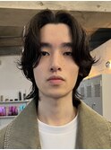 大人ナチュラルセンターパートツーブロックニュアンスパーマ緩め