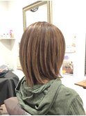 30代40代50代/白髪ぼかしハイライト/外ハネボブ