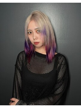 コエル(KOER) KOER 難波 心斎橋 ザクザクカラー パープルカラー ダブルカラー