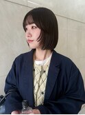 顔周りカット/レイヤーボブ/オリーブカラー/hanami