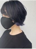 くすみブルー/ネイビー/ブルージュ/ショート/耳かけ/ネオウルフ