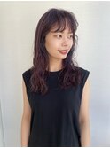 【石河安奈】セミロングパーマ薄めバング