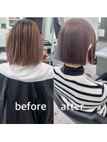 ガルボヘアー 桟橋店(garbo hair)&nbsp;ケアブリーチ　ボブ　ハイトーン　ベージュ