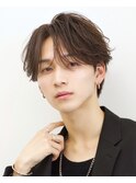 ニュアンスアップバングショート色気毛流れパーマコンマバング