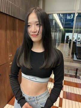 ノード(NODE) 栄カットカラー透明感ナチュラルロング　透け感グレージュ