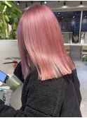 渋谷ダブルカラーハイトーンカラーコーラルピンクベージュ30代