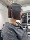20代30代40代切りっぱなしボブレイヤーボブダークグレージュ