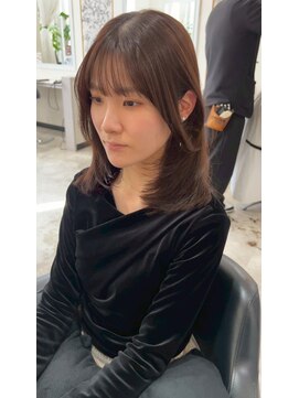 ドクターズサロン レラパール デザインレイヤー/毛先ワンカール/内巻き/前髪/ブラウンベージュ