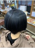 白髪　ハイライトとブルーカラー