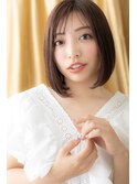 マロンベージュアッシュ切りっぱなし小顔ボブディY上尾30代40代