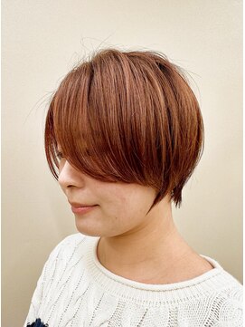 アース 上本町店(HAIR&MAKE EARTH) 20代30代ショートボブオレンジブラウン小顔美肌ストレート丸み