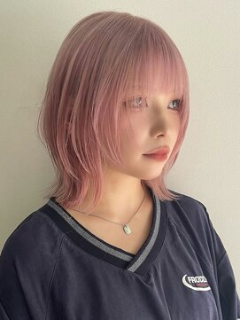 サンクマーケット 渋谷(cinq MARKET) 渋谷ブリーチカラータッセルボブ顔周りレイヤー切りっぱなしボブ