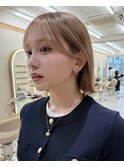 ぱつっとボブ#ミニボブ#ベージュ#白髪ぼかし