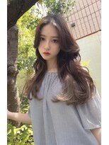 アンジェリカラボ 梅田店(ANGELICA LABO)&nbsp;韓国風くびれレイヤーカット×グレージュ×透明感ブラウン川又