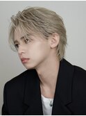 マッシュセンターパートツーブロックフェザーパーマニュアンス