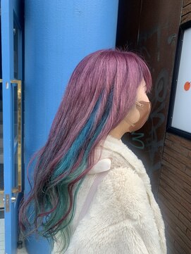 お~るうぇいず(always) ケアブリーチデザインカラー派手髪3色オンカラー韓国風レイヤー