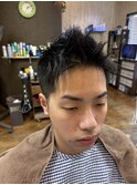 面長を活かしたアップバングスタイル！