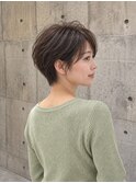 ふわっと軽やか 大人ショート×アッシュブラウン/前髪カット