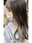 ウェーブロング ブラウン+インナーカラー前髪ハイトーンベージュ