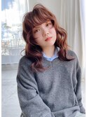 くびれヘア/顔周り/韓国/レイヤーカット/黒髪/ミディアム/韓国