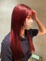 ファンファンバイルー 岐阜(fan fun by Rooo)&nbsp;チェリーレッドカラー×フェイスレイヤーカット