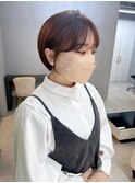 イメチェンハッシュカットフルバング似合わせレッドブラウン