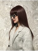 ▼モデル／Yukariさん 重めバング 冬のボルドーブラウンカラー