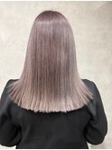 大人可愛いぱつっとミディアムシアーピンクストレート20代30代