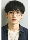ブルーブラック 韓国センターパート フェザーパーマ ST4