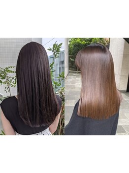 伸ばしかけの髪もダメージレスストレートで思わず触れたくなる最高の艶髪へ♪毎朝のセットも楽々◎