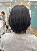 ボブレイヤーくびれミディアムワンカールひし形似合わせカット