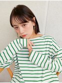 透明感カラー韓国ボブスタイル×耳かけ外ハネボブヘア