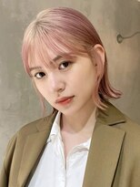 ソル ジングウマエ(SOL JINGUMAE) 原宿切りっぱなしミディアムボブハイトーンケアブリーチカラー◆