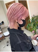 ピンク/ハイトーン/ブリーチ/ウルフカット