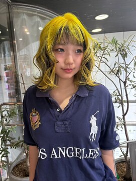 エルム 府中(yelm) 【イエローカラー×デザインブリーチ】#ダブルカラー#韓国