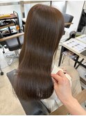 ナチュラルブラウンマロンブラウンレイヤーカット艶髪髪質改善