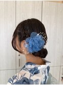 浴衣ヘアセット×20代編み込みガーリー