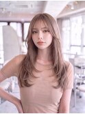 ロングレイヤー＊顔周りカット＊ミルクベージュ