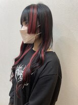 ヘアーグランデシーク(Hair Grande Seeek)&nbsp;ブラック×レッド　デザインエクステスタイル^ ^