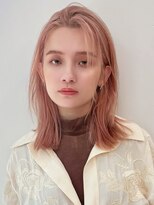 ハニーシブヤ(HONEY shibuya)&nbsp;大人可愛い20代30代40代かき上げラフレイヤー×ピンクベージュ