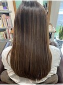 細めのハイライトで白髪ぼかし