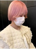 ダブルカラーピンクベージュケアブリーチハイトーン髪質改善