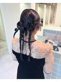 個性派ツインアレンジ/お呼ばれヘア/編み下ろし/ヘアセット