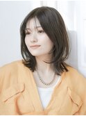 ◆ワンカールレイヤーカット薄めバングうる艶モテ髪小顔セミディ