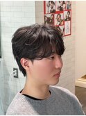 ニュアンスパーマダウンパーマ黒髪韓国マッシュツーブロック
