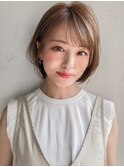 くびれヘアイメチェン美髪アプリコットオレンジサイドバング