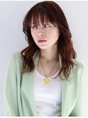 【桑原ユキネ】艶感暗髪チェリーレッドブリーチなしダブルカラー